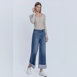 NEW Vervet by Flying Monkey High Rise Cuffed Ankle Wide Jeans Olivia / Convivial